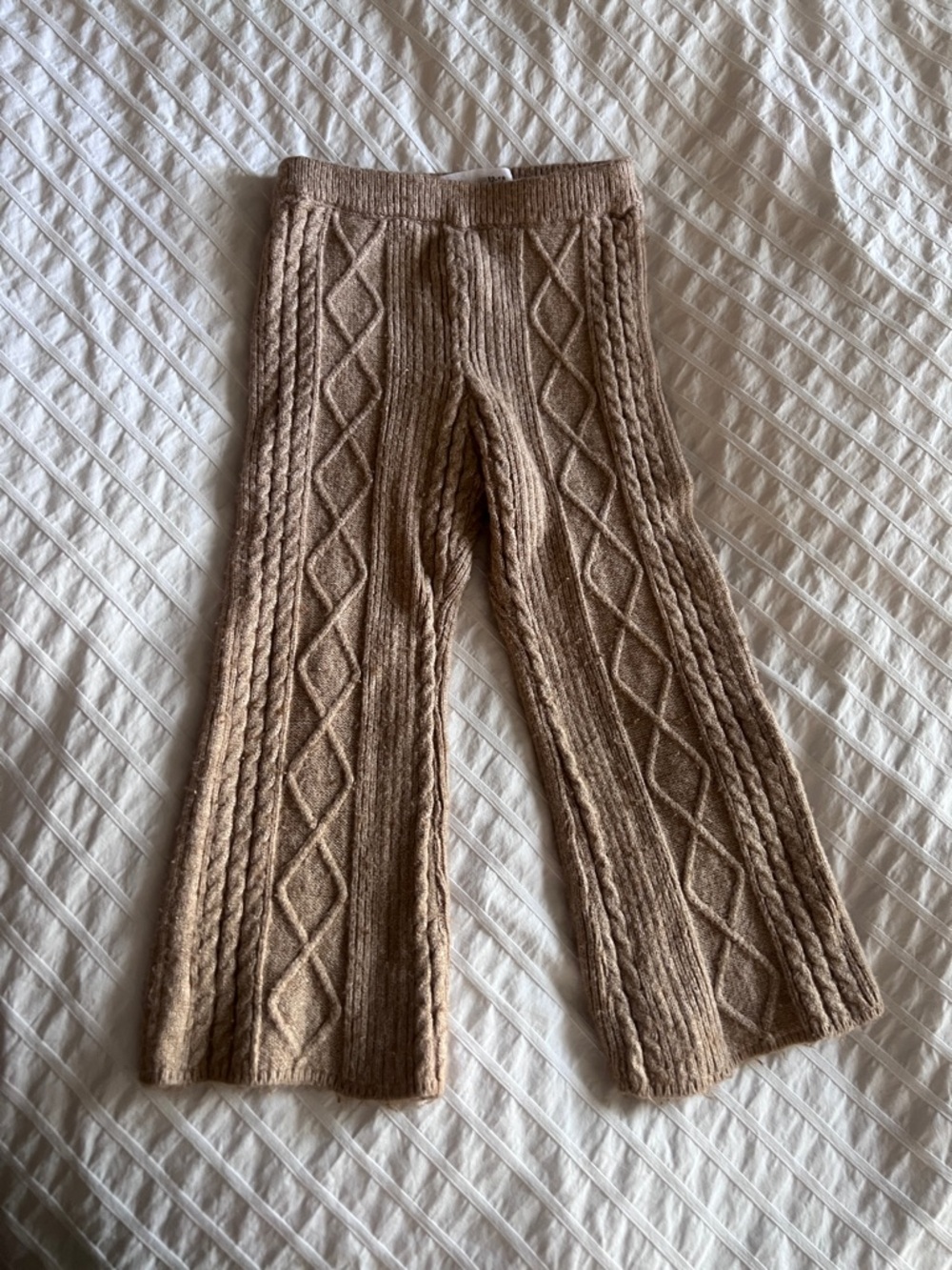 Zara Kids Cable Knit Flare Pants - Tan
